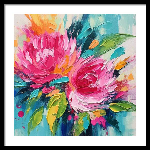 Crimson Bloom Symphony - Framed Print