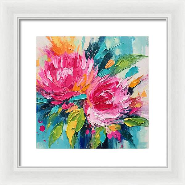 Crimson Bloom Symphony - Framed Print