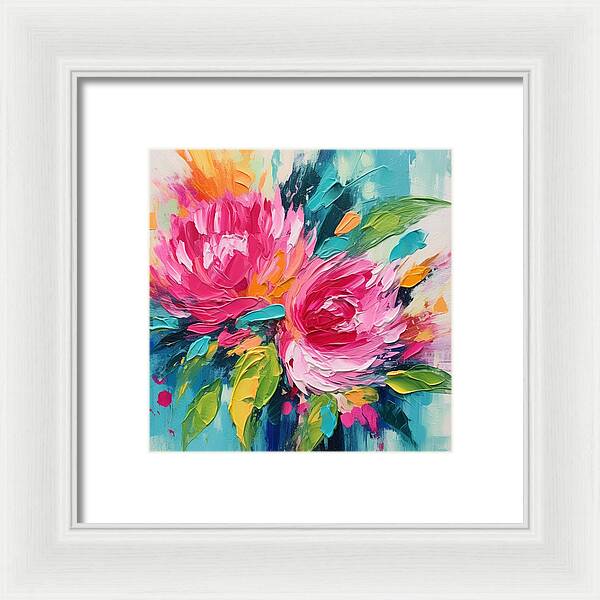 Crimson Bloom Symphony - Framed Print