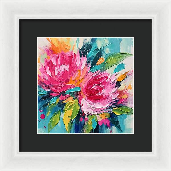 Crimson Bloom Symphony - Framed Print