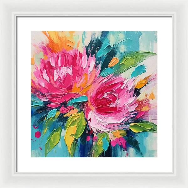 Crimson Bloom Symphony - Framed Print