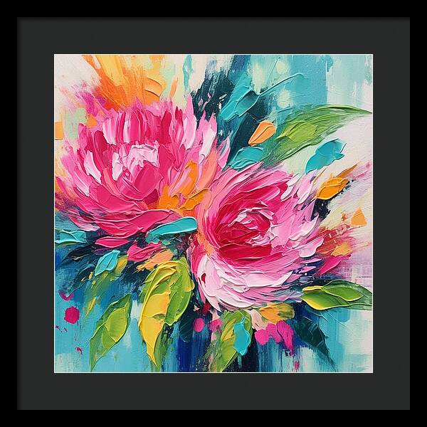 Crimson Bloom Symphony - Framed Print