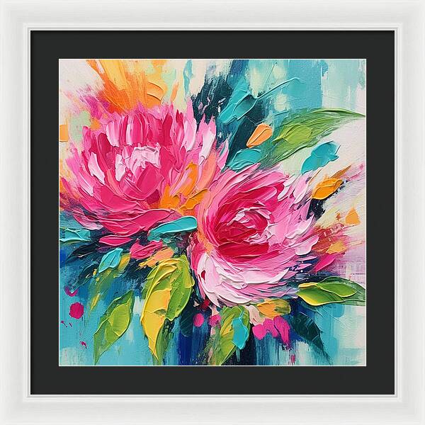 Crimson Bloom Symphony - Framed Print