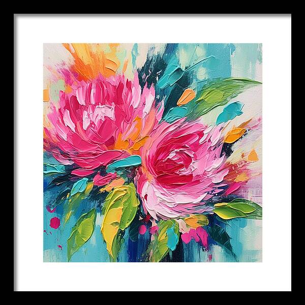 Crimson Bloom Symphony - Framed Print