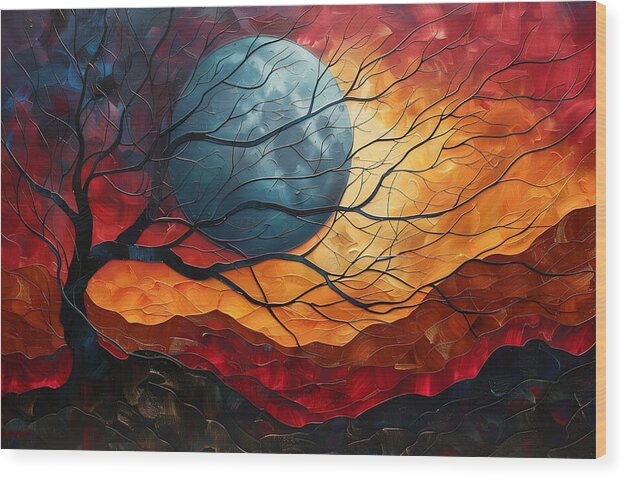 Crimson Horizons - Wood Print