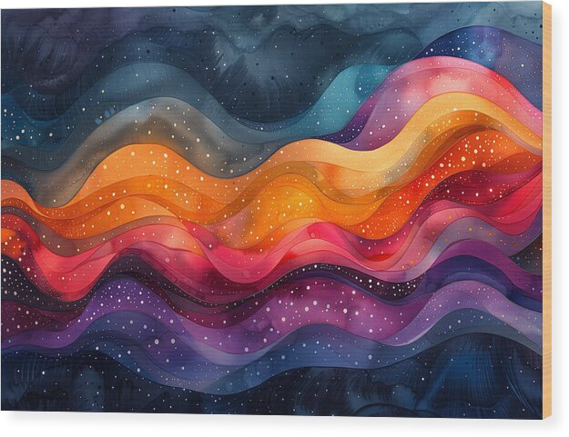 Deep Color Waves - Wood Print
