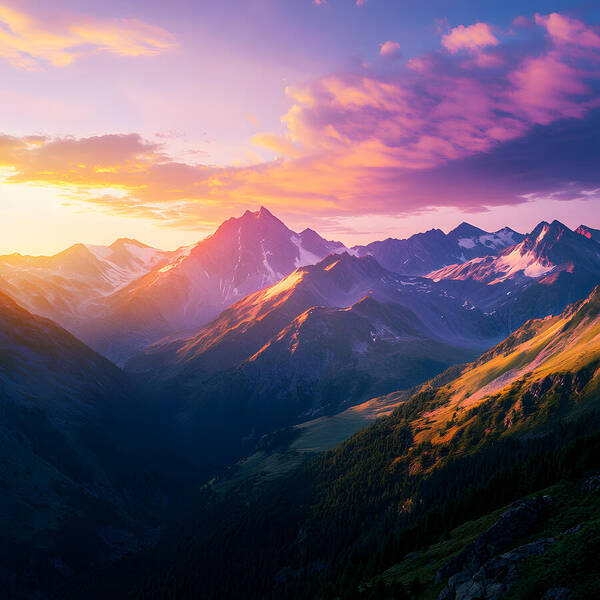 Distant Peaks - Art Print