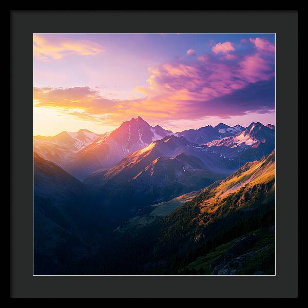 Distant Peaks - Framed Print