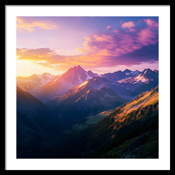 Distant Peaks - Framed Print