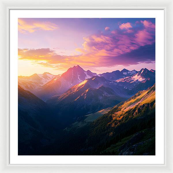 Distant Peaks - Framed Print