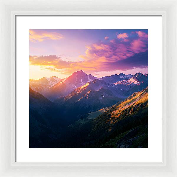 Distant Peaks - Framed Print