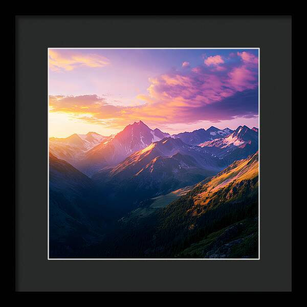 Distant Peaks - Framed Print