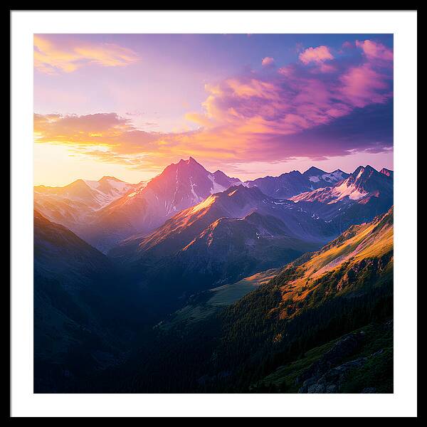 Distant Peaks - Framed Print