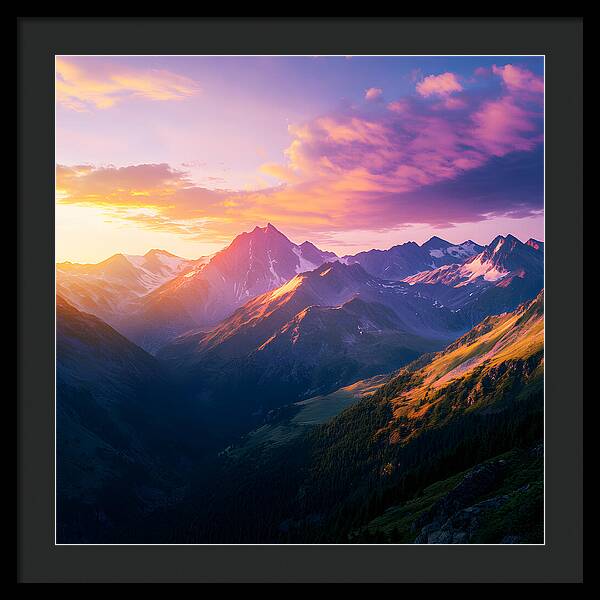 Distant Peaks - Framed Print