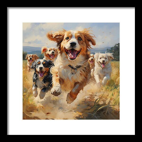Dynamic Doggie Dash - Framed Print
