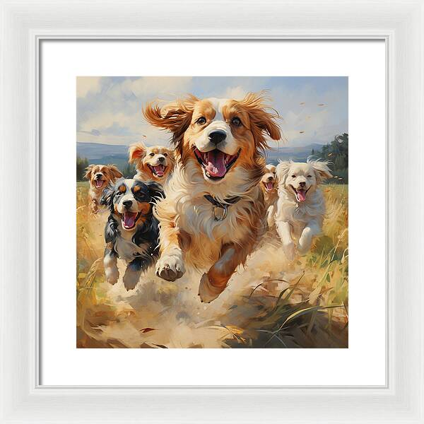 Dynamic Doggie Dash - Framed Print