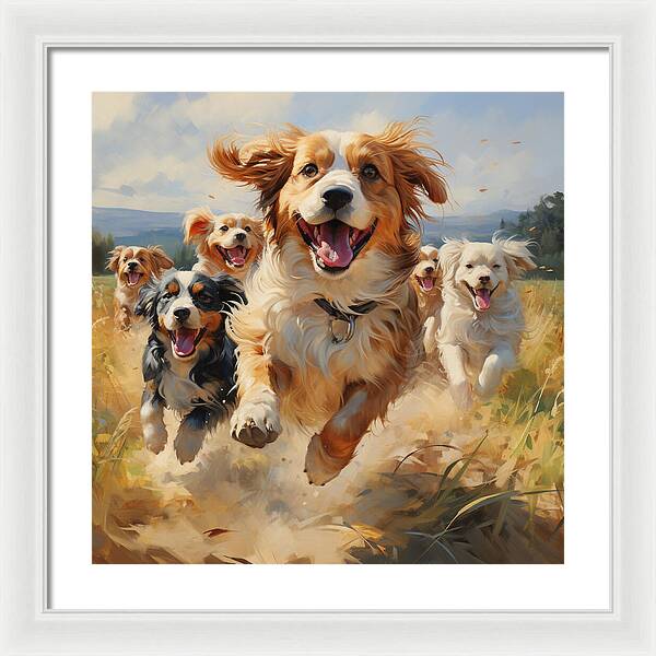 Dynamic Doggie Dash - Framed Print