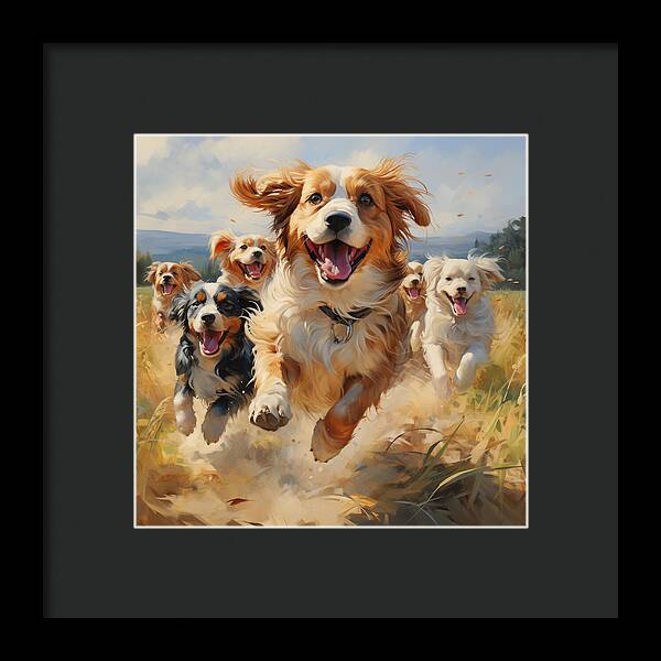 Dynamic Doggie Dash - Framed Print