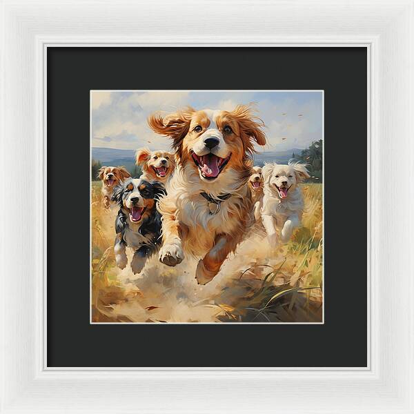 Dynamic Doggie Dash - Framed Print
