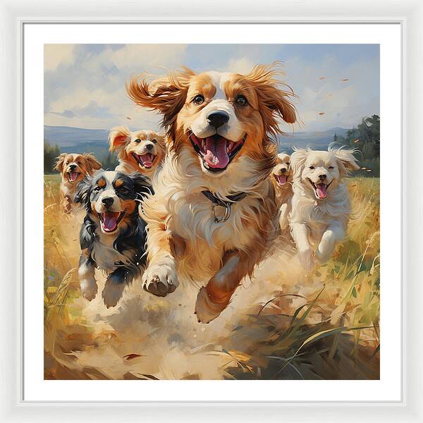 Dynamic Doggie Dash - Framed Print