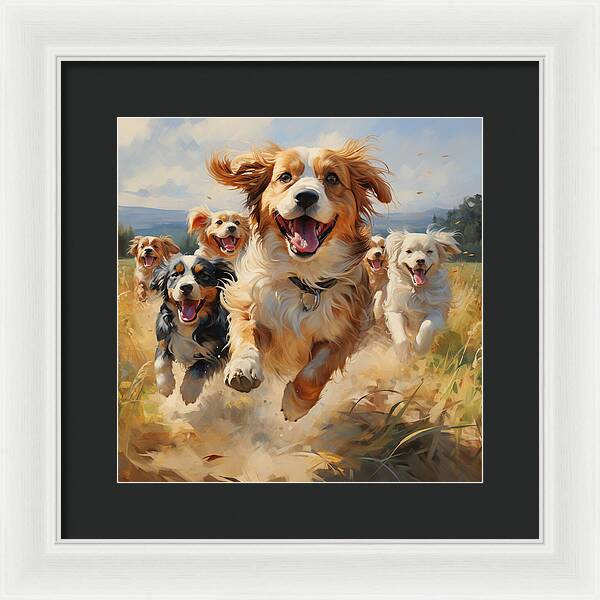 Dynamic Doggie Dash - Framed Print