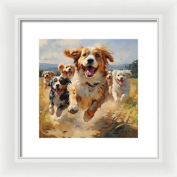 Dynamic Doggie Dash - Framed Print
