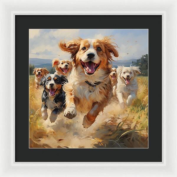 Dynamic Doggie Dash - Framed Print