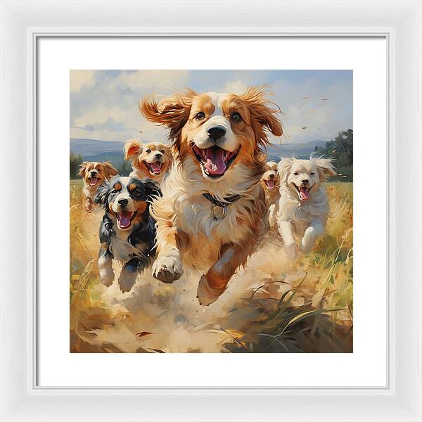 Dynamic Doggie Dash - Framed Print
