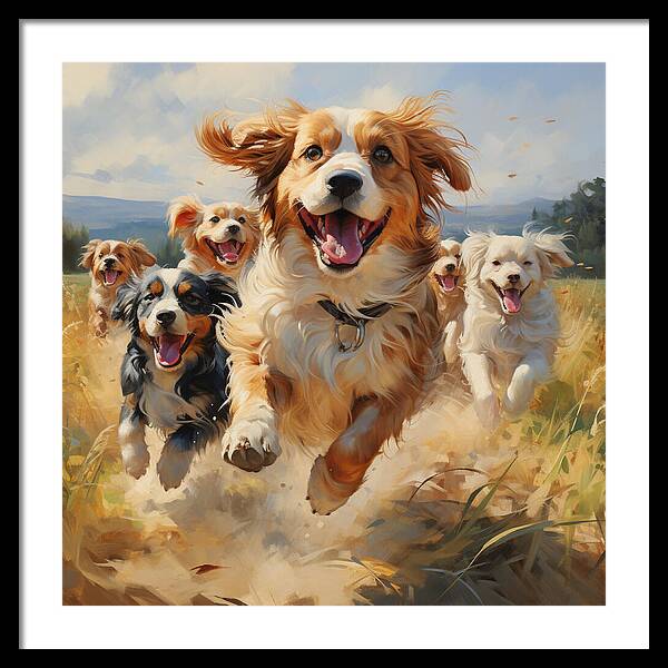 Dynamic Doggie Dash - Framed Print