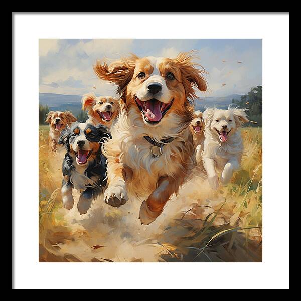 Dynamic Doggie Dash - Framed Print