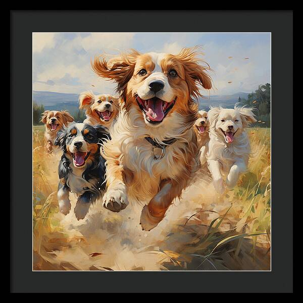 Dynamic Doggie Dash - Framed Print