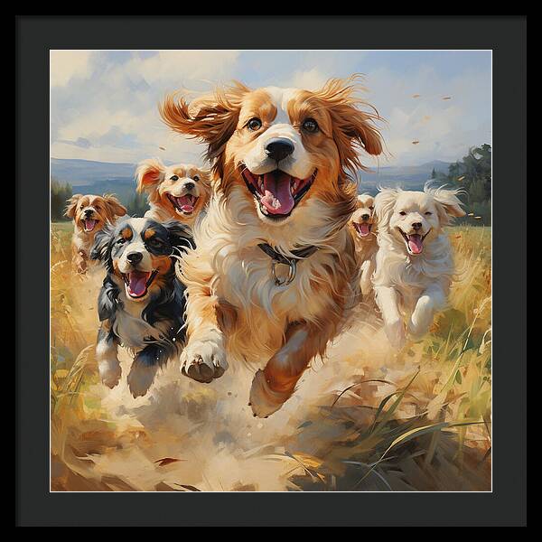 Dynamic Doggie Dash - Framed Print