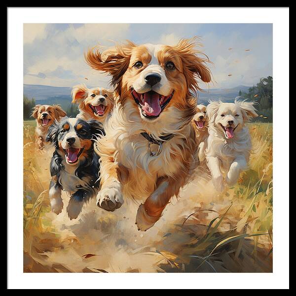 Dynamic Doggie Dash - Framed Print