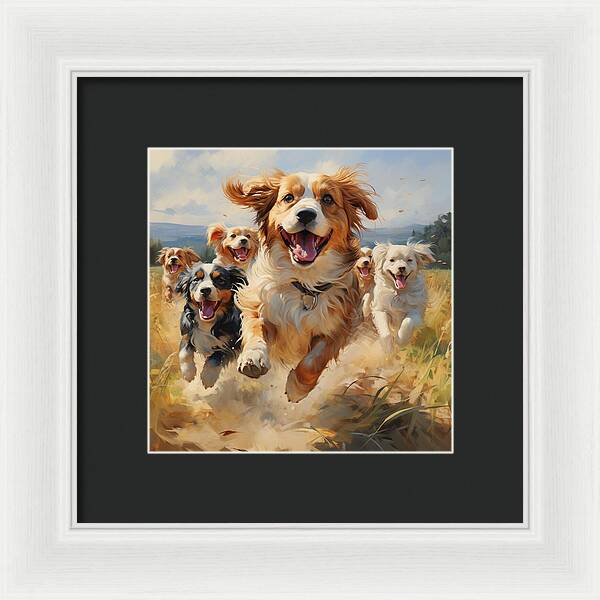 Dynamic Doggie Dash - Framed Print