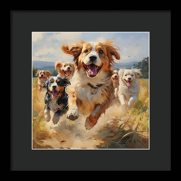 Dynamic Doggie Dash - Framed Print
