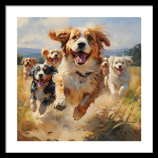 Dynamic Doggie Dash - Framed Print