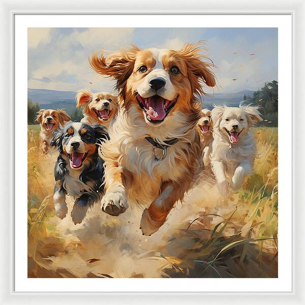 Dynamic Doggie Dash - Framed Print