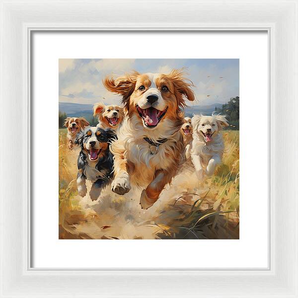 Dynamic Doggie Dash - Framed Print