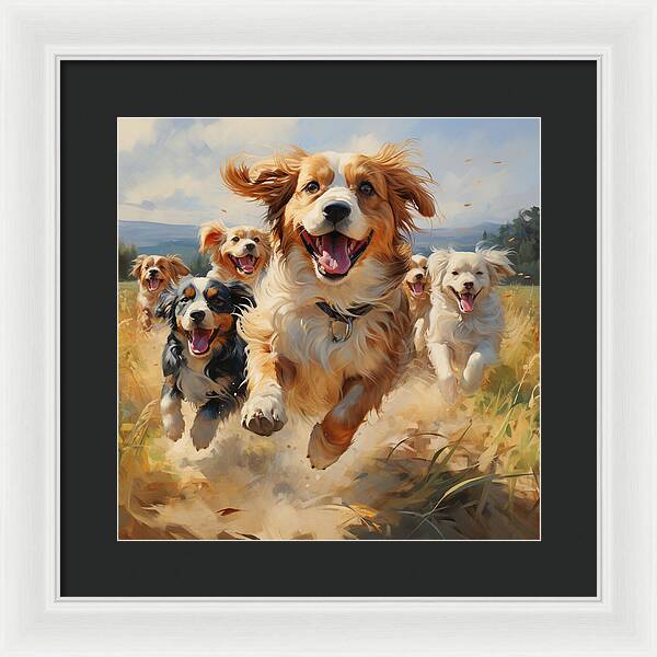 Dynamic Doggie Dash - Framed Print