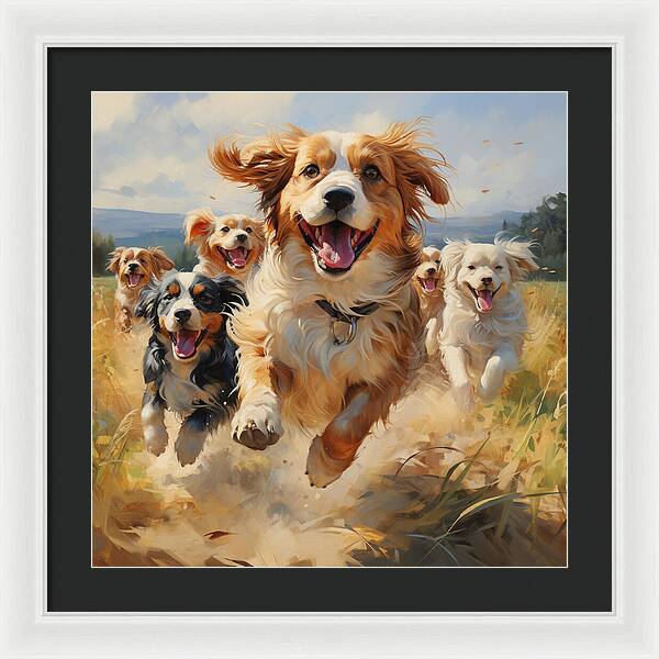 Dynamic Doggie Dash - Framed Print