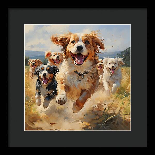 Dynamic Doggie Dash - Framed Print