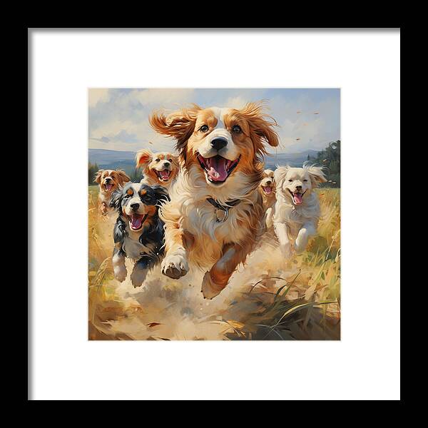 Dynamic Doggie Dash - Framed Print