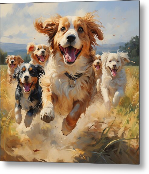 Dynamic Doggie Dash - Metal Print