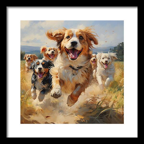 Dynamic Doggie Dash - Framed Print