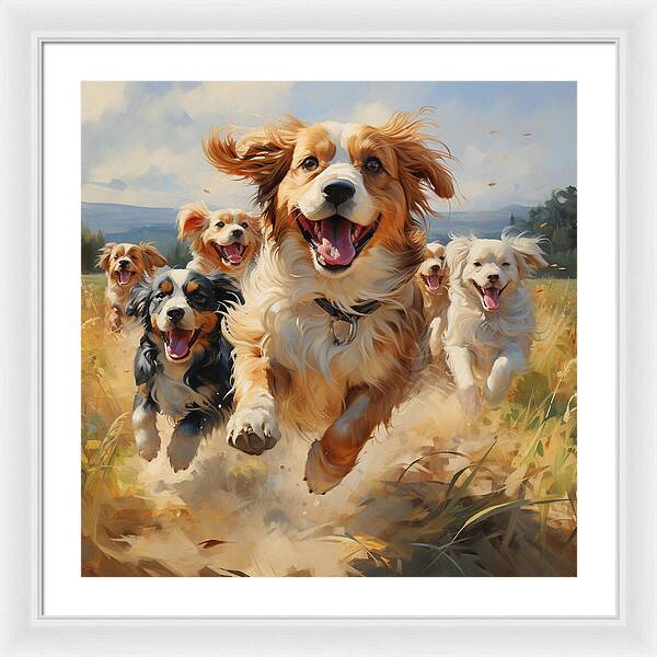 Dynamic Doggie Dash - Framed Print