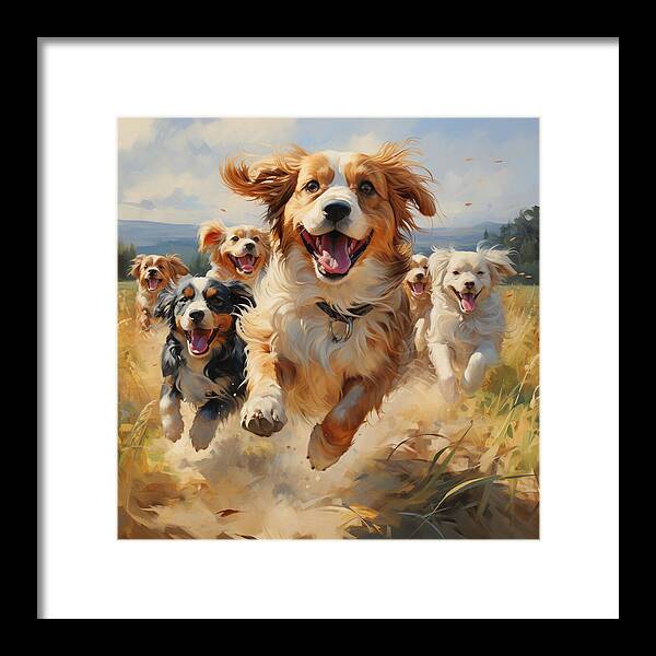 Dynamic Doggie Dash - Framed Print
