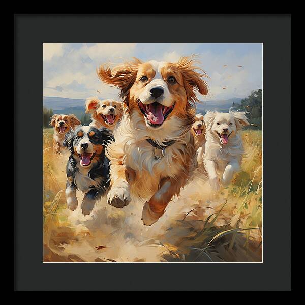 Dynamic Doggie Dash - Framed Print