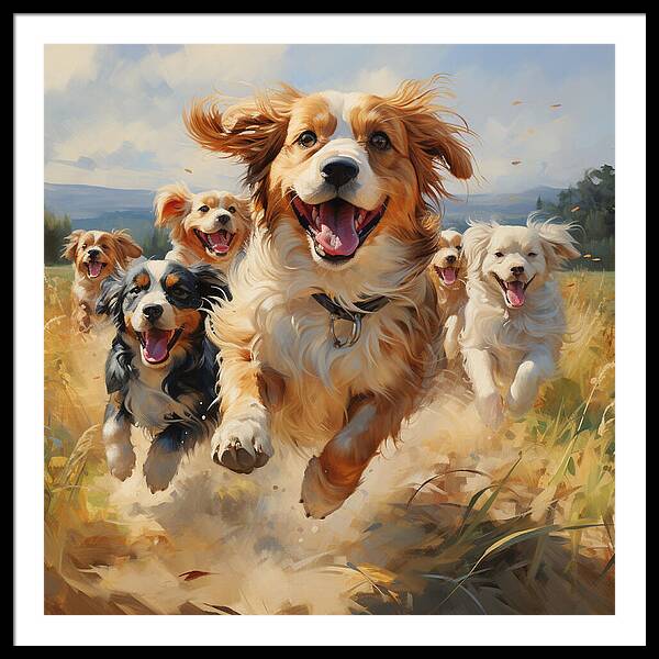 Dynamic Doggie Dash - Framed Print