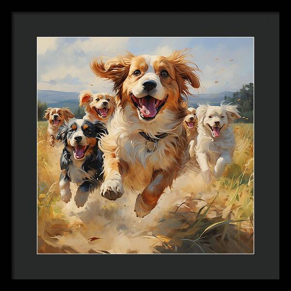 Dynamic Doggie Dash - Framed Print