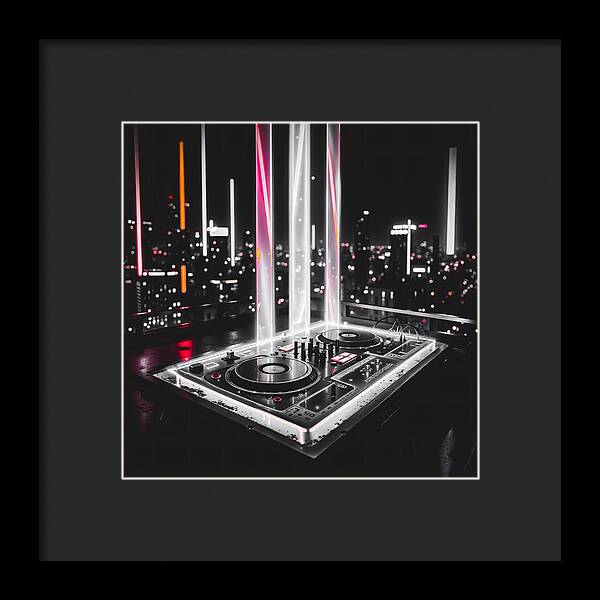 Electric Nights Dark - Framed Print